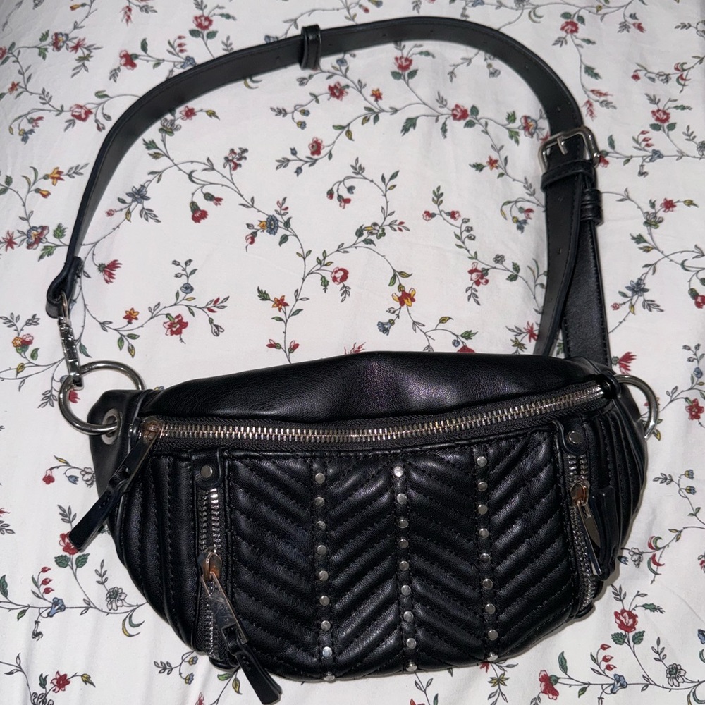 Zara Leather and Silver Metal Fanny Pack